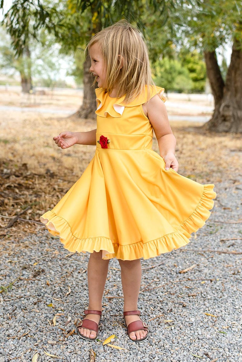 Little Adventures Yellow Beauty Princess Twirl Dress (Large Size 8) - Machine Washable Child Pretend Play and Party Dress with No Glitter - Image 2